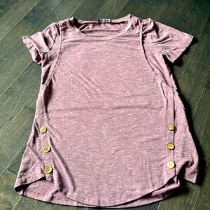 Maternity Cato Mauve Short Sleeve Tee with Button Accents